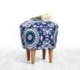 Atelier Del Sofa Puf Tradicional de Damasco Azul y Blanco